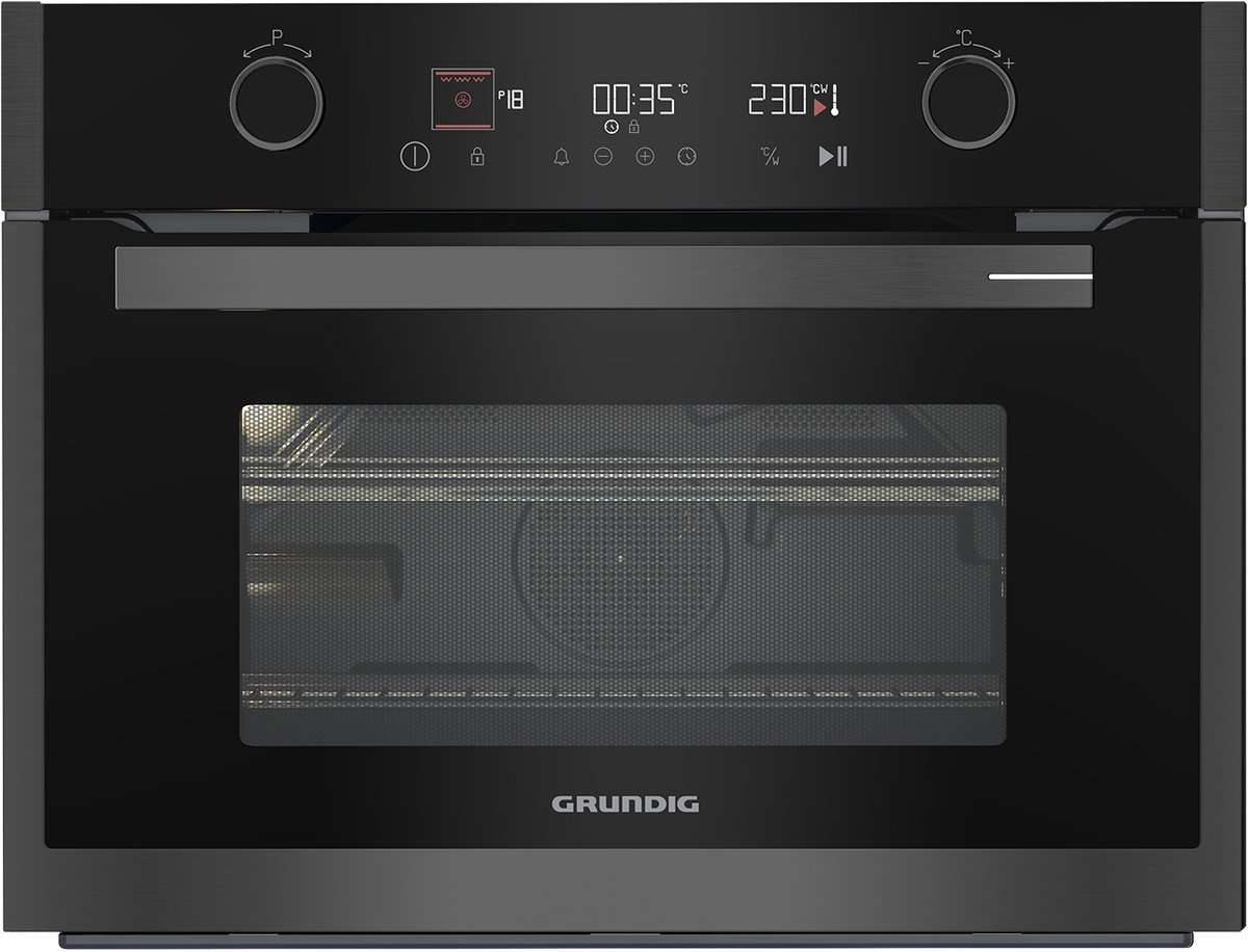 Grundig GEKW19400DX compacte oven met magnetronfuncties 45 cm, EEK A – nieuw