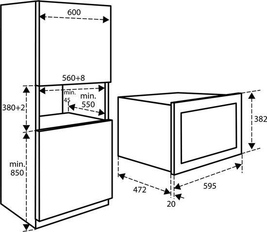 Inventum IMC3834GT - Inbouw combi-oven - Hetelucht - Magnetron - Grill - 34 liter - 38 cm hoog - Tot 220 graden - Zwart – foto 3