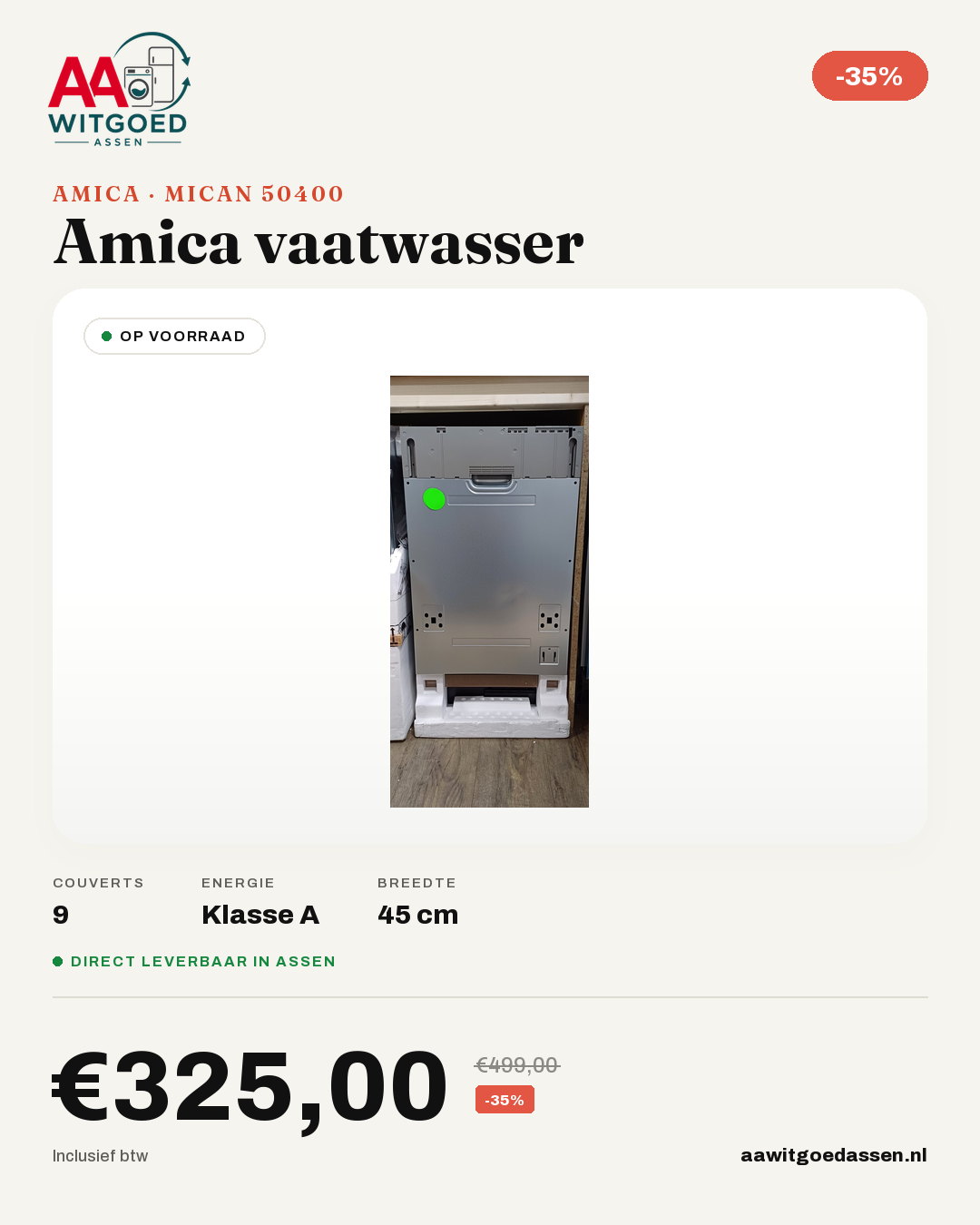Productcard Amica Mican 50400