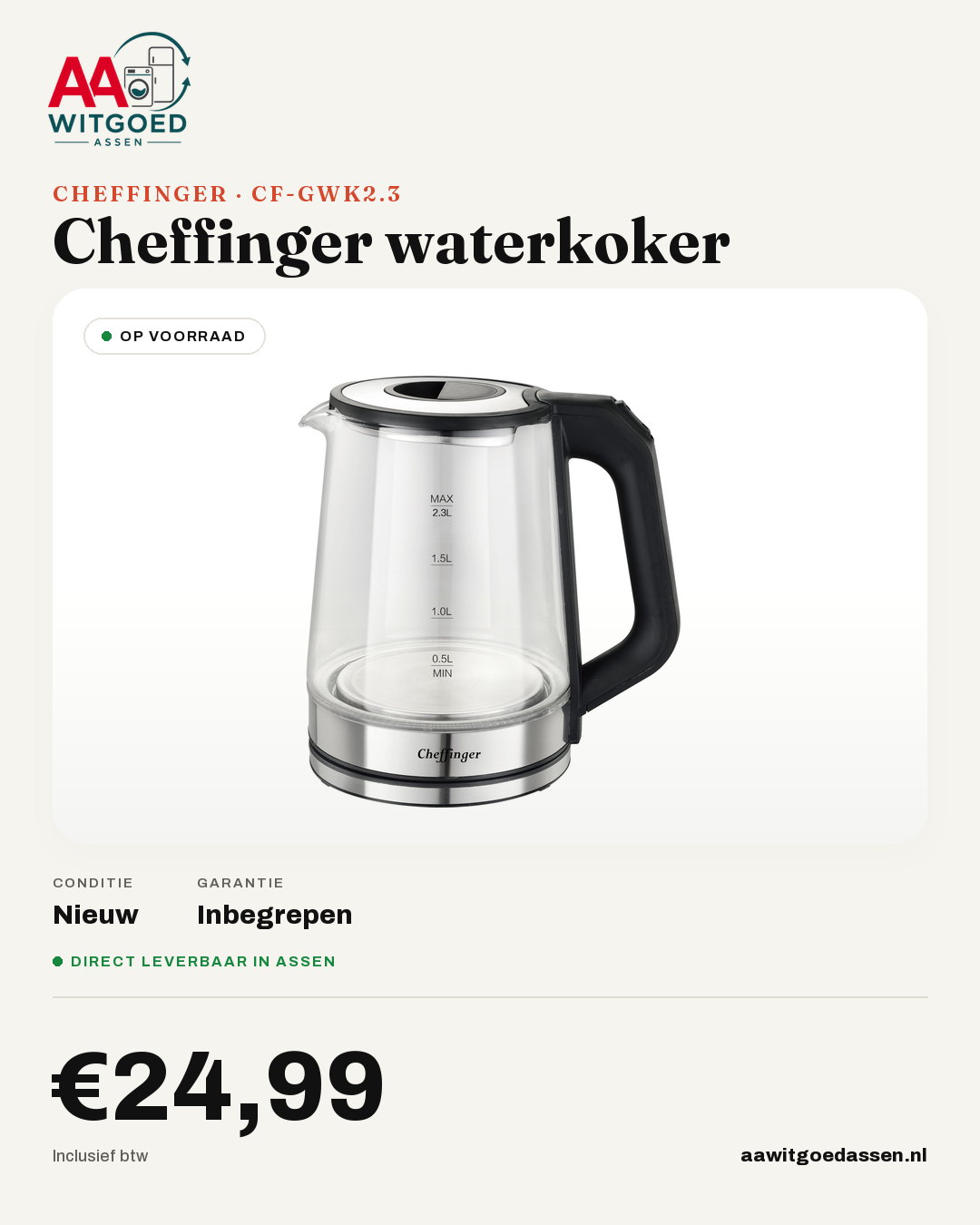 Productcard Cheffinger kettle 2.3liters