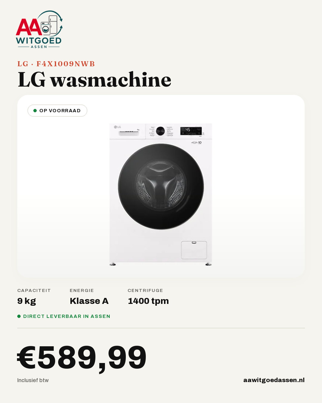 Productcard LG F4X1009NWB