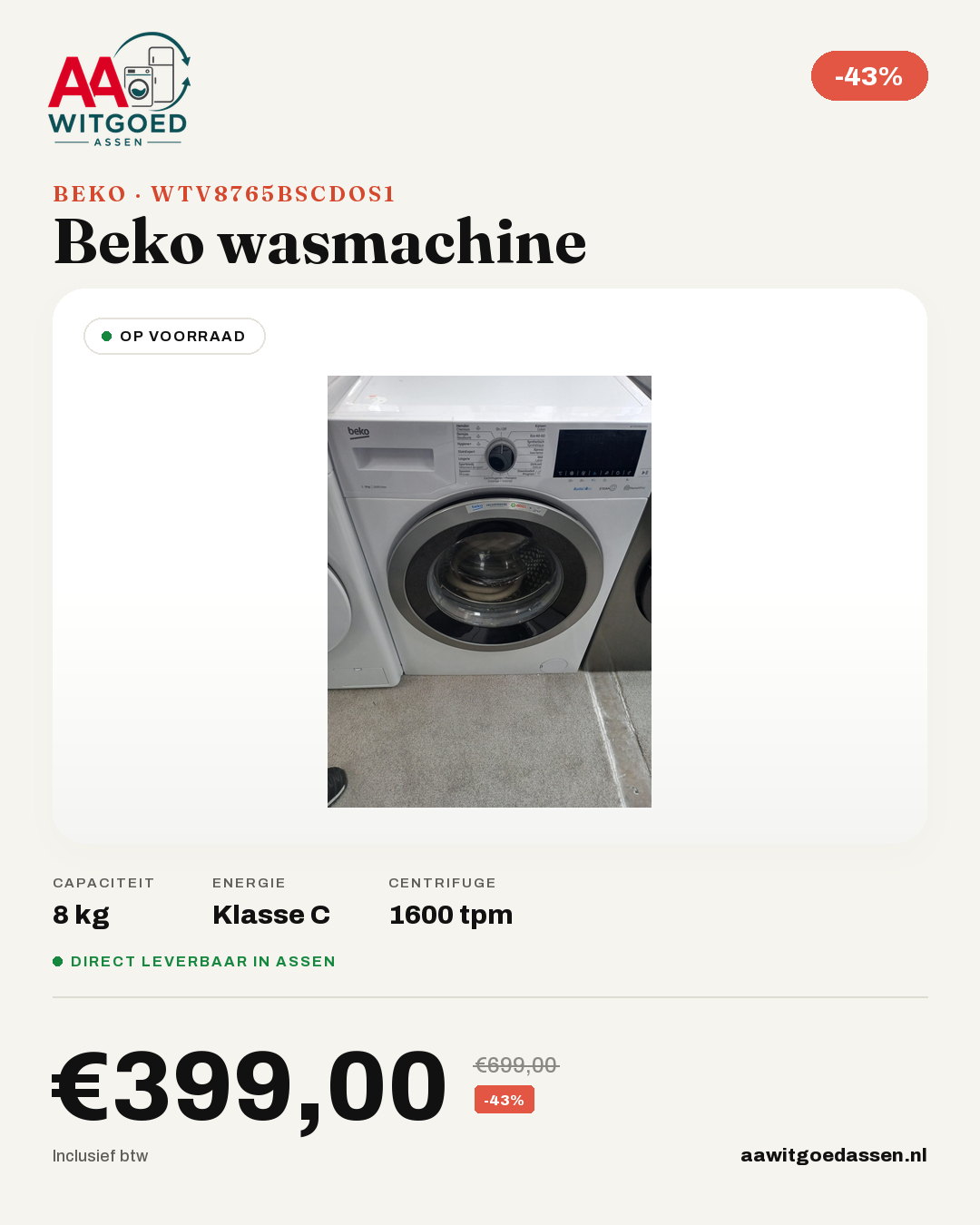 Productcard Beko WTV8765BSCDOS1