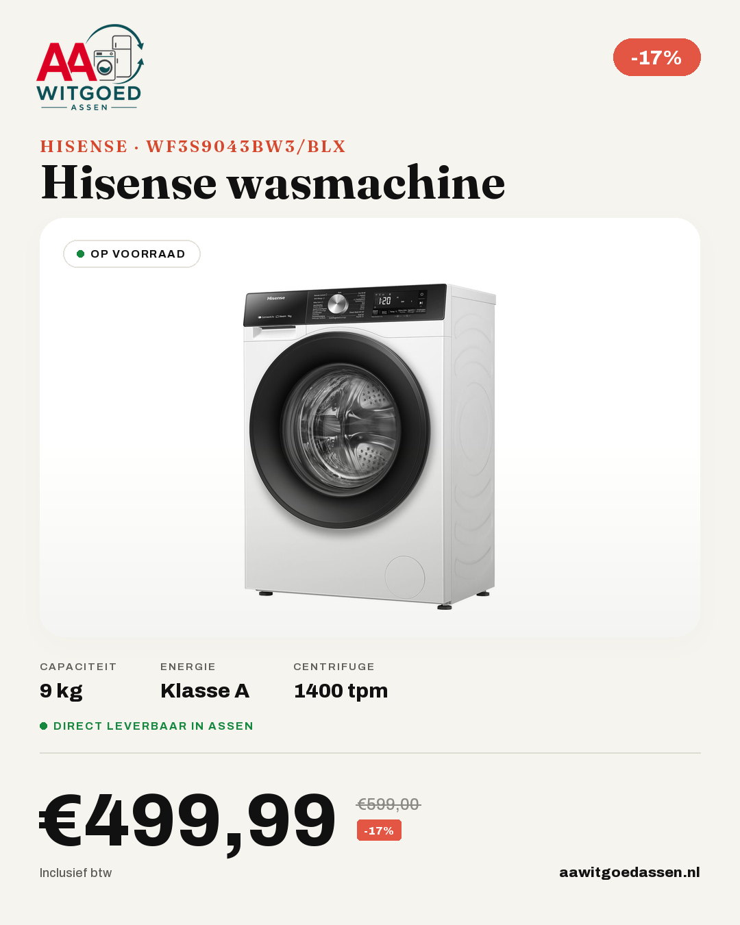Productcard Hisense WF3S9043BW3/BLX