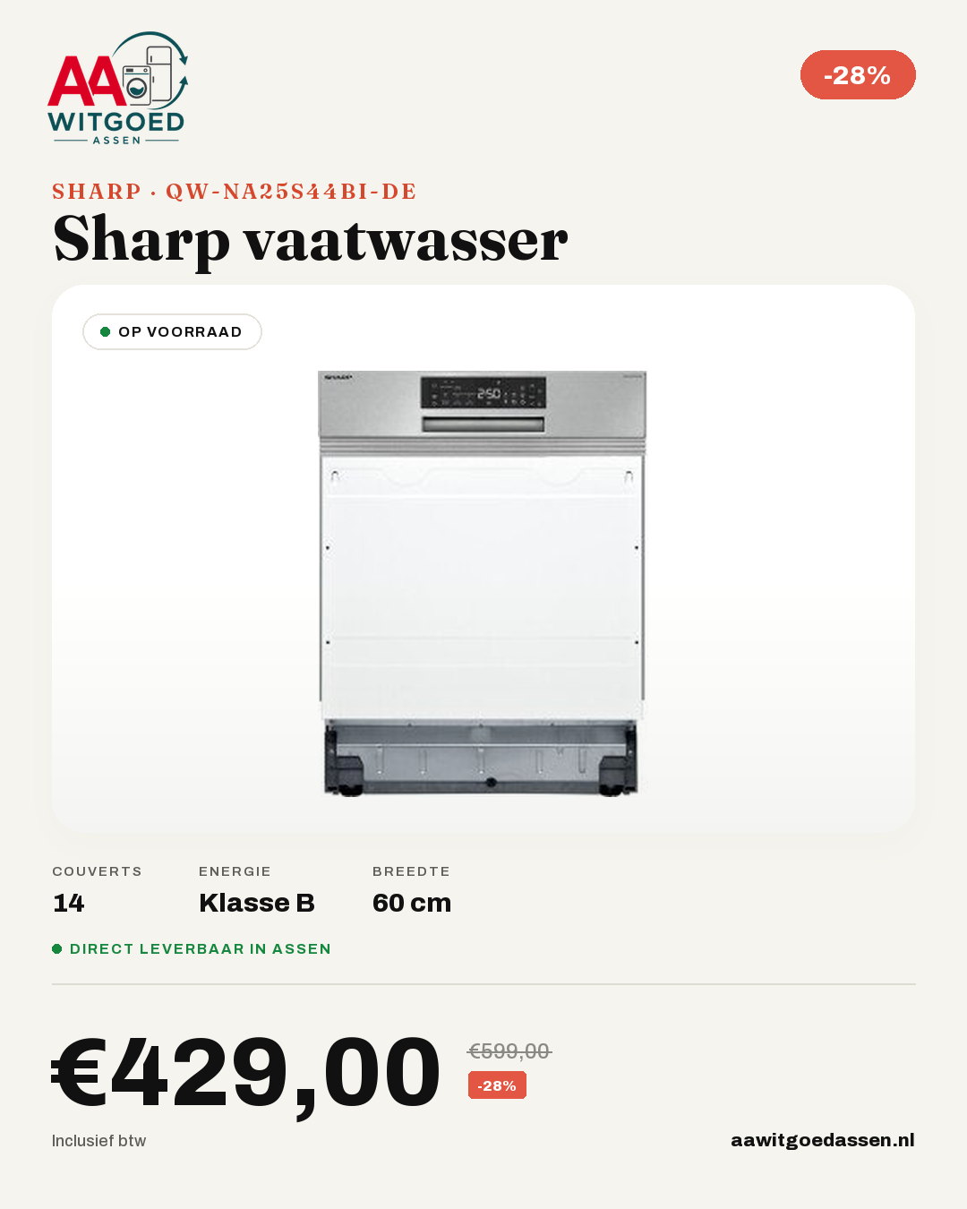 Productcard Sharp QW-NA25S44BI-DE