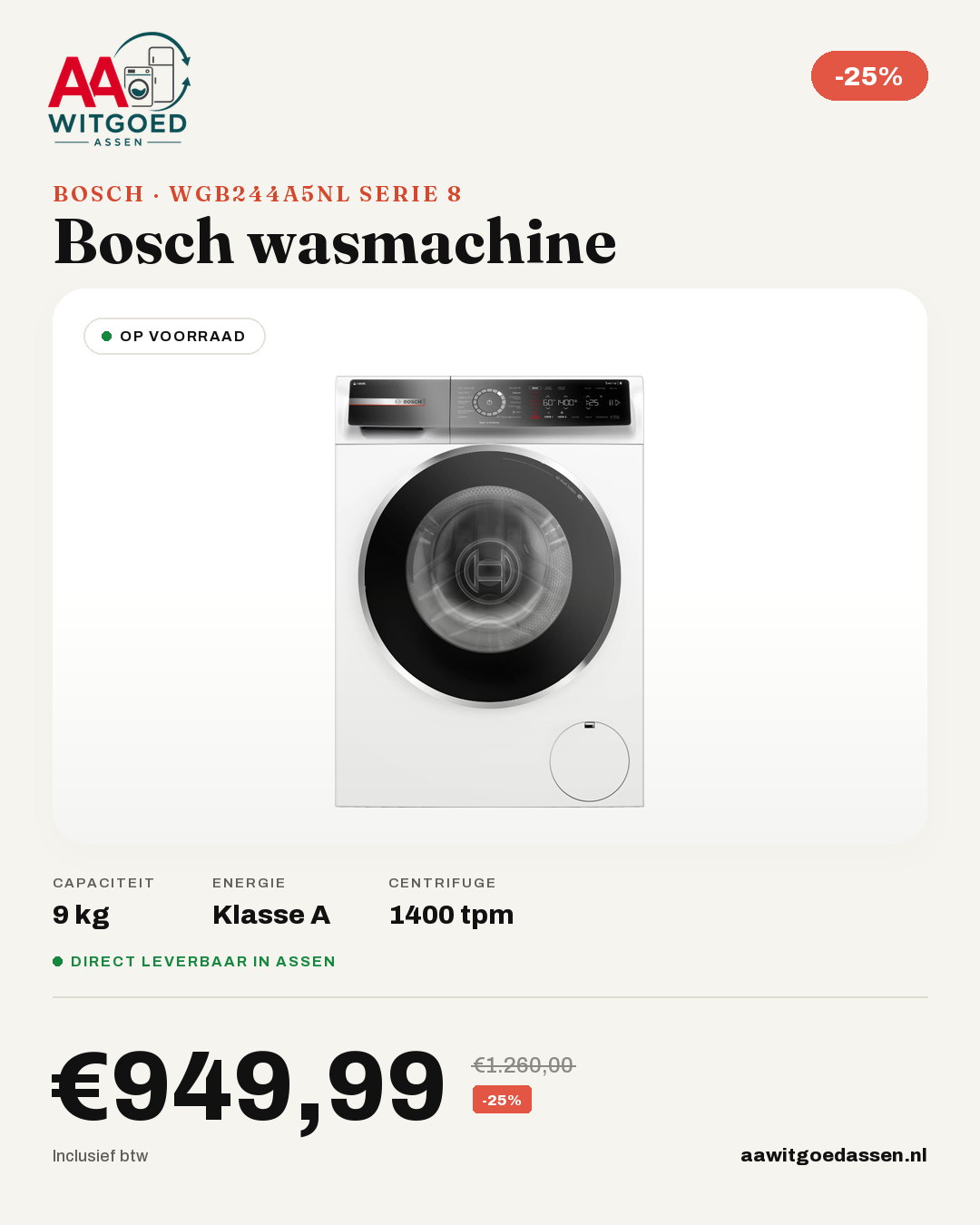 Productcard Bosch WGB244A5NL Serie 8