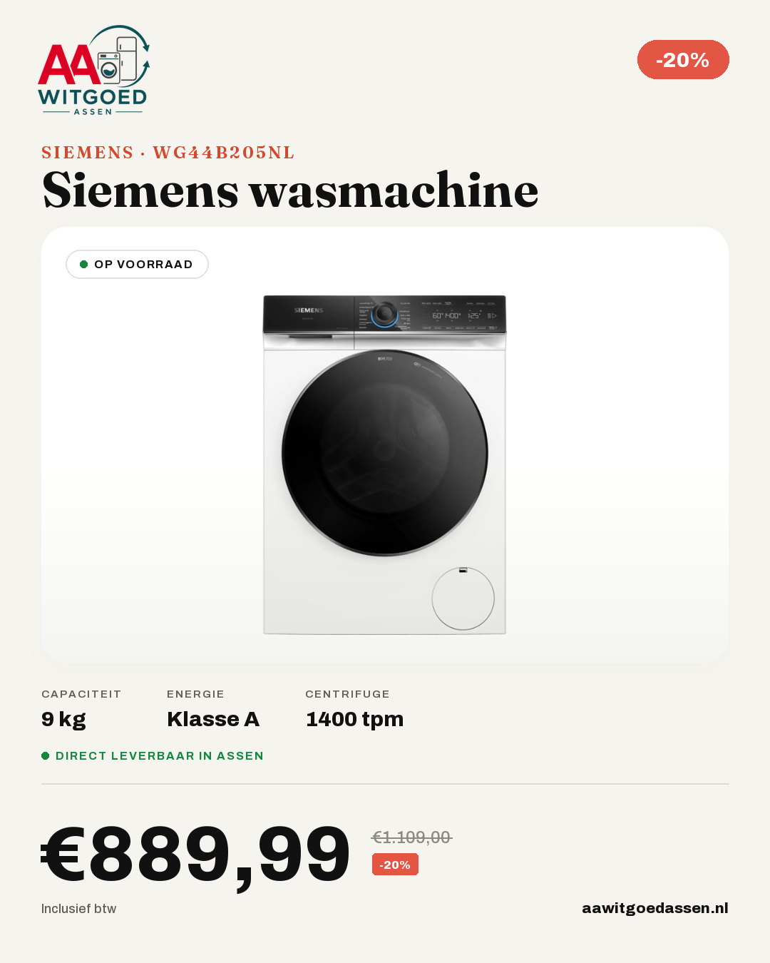 Productcard Siemens WG44B205NL