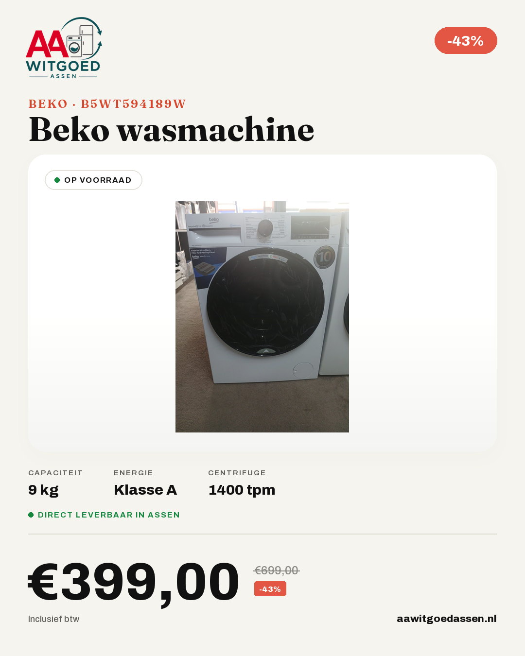 Productcard Beko B5WT594189W