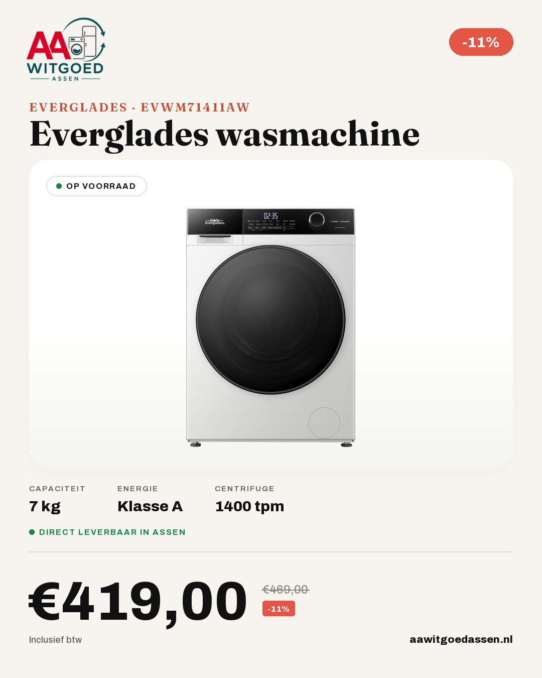 Productcard Everglades EVWM71411AW