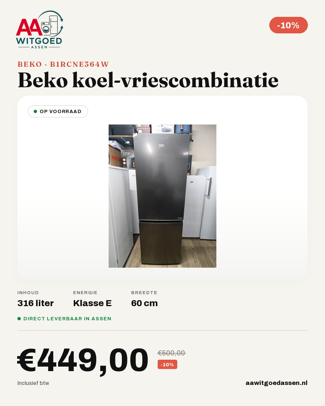 Productcard Beko B1RCNE364W