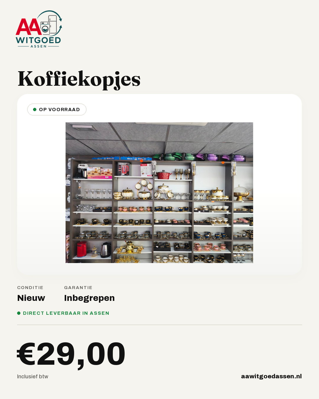 Productcard Koffiekopjes verschillende stijlen en afmetingen