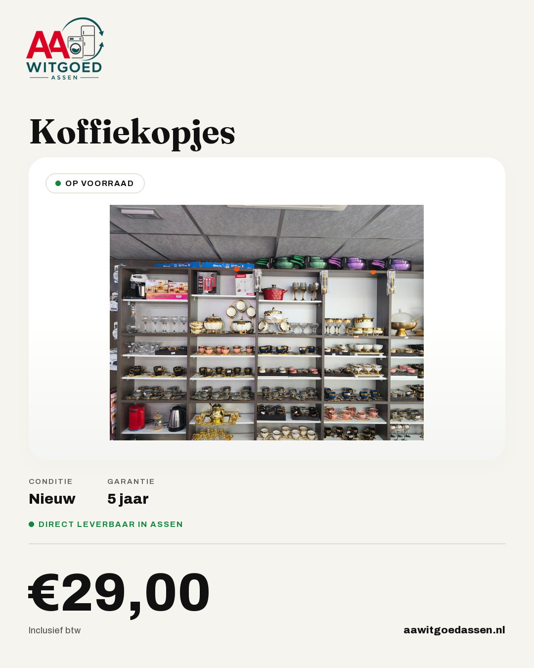 Productcard Koffiekopjes verschillende stijlen en afmetingen