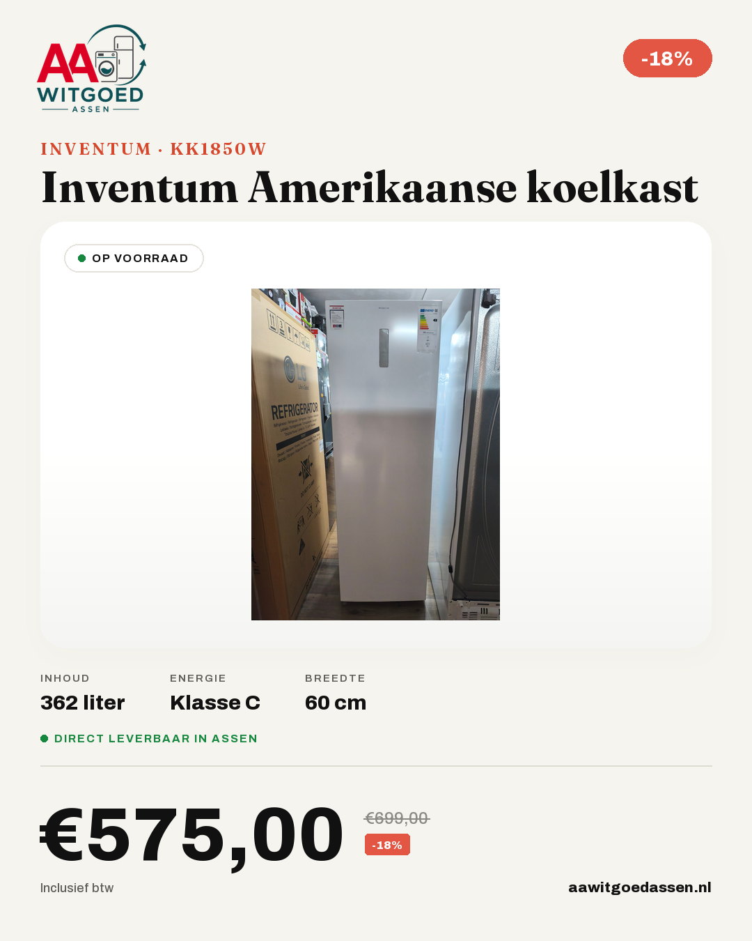 Productcard Inventum KK1850W