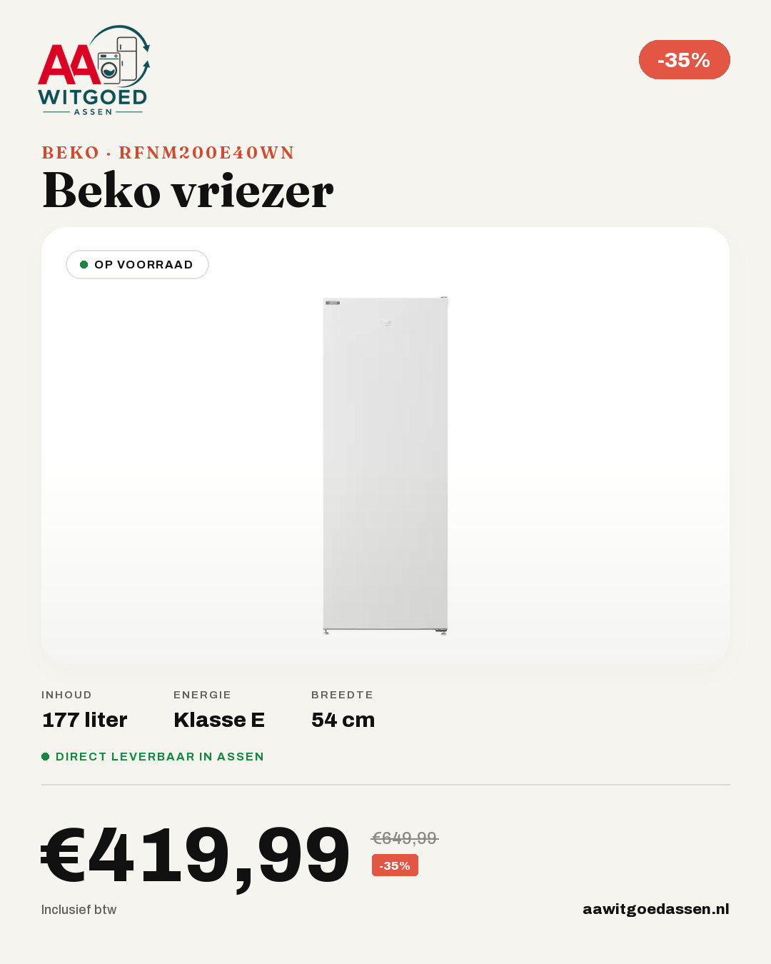 Productcard Beko RFNM200E40WN