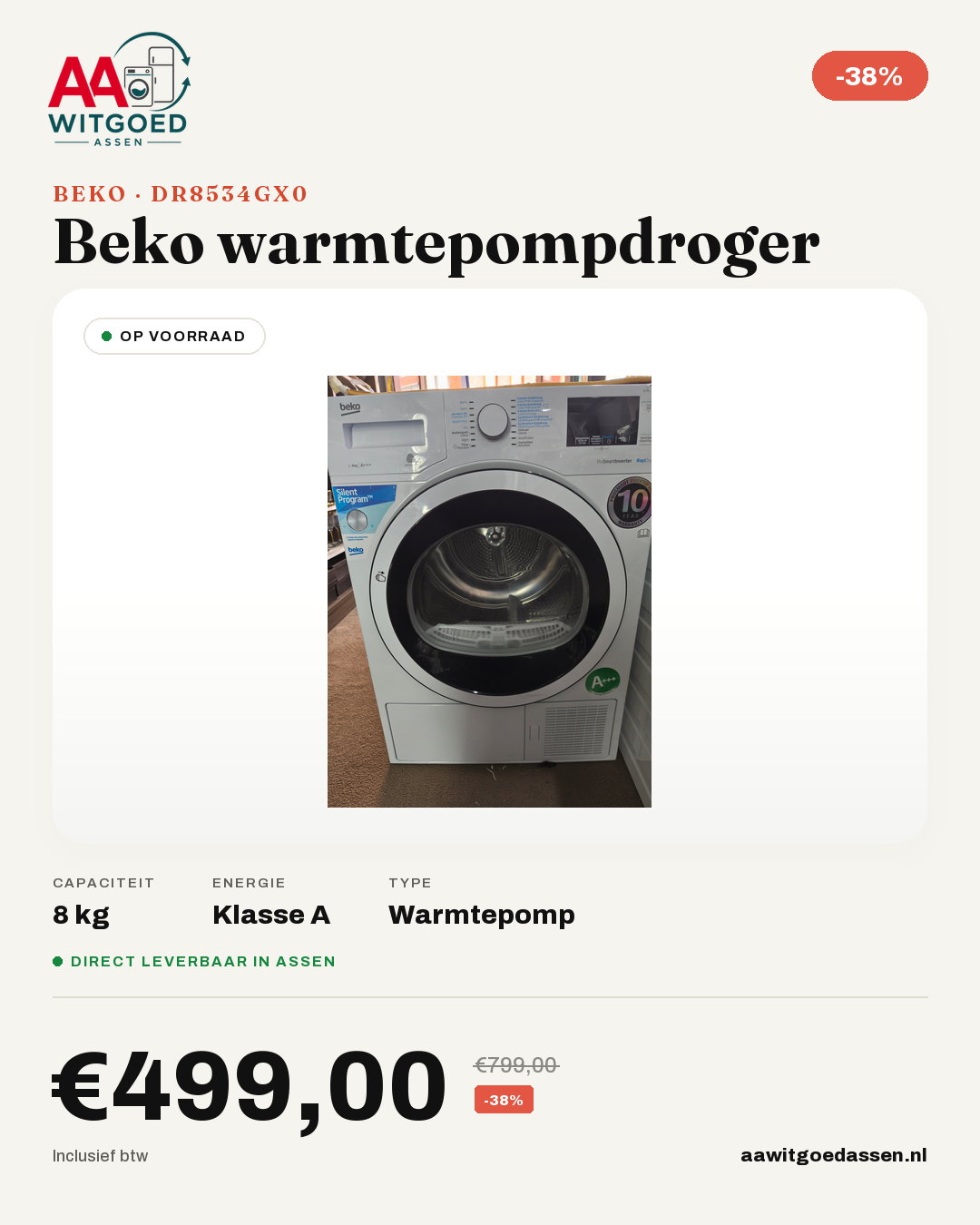 Productcard Beko DR8534GX0