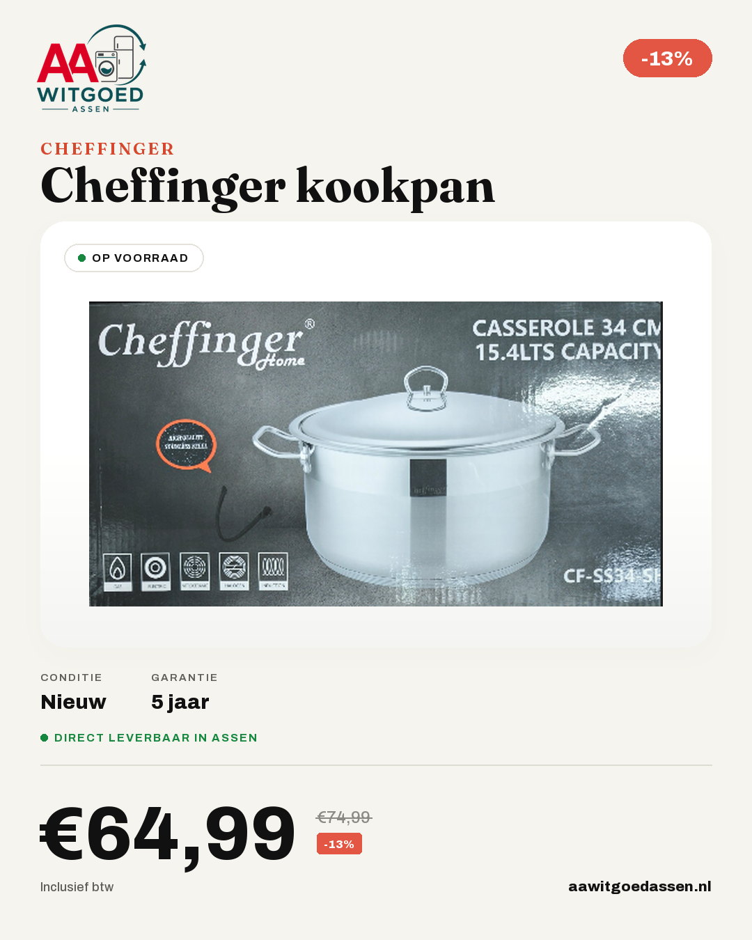 Productcard Cheffinger -kookpan