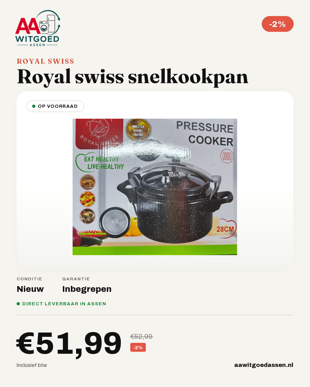 Productcard Royal swiss snelkookpan