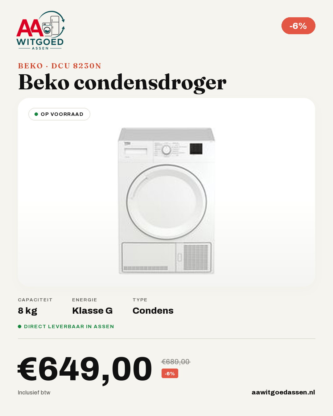 Productcard Beko DCU 8230N