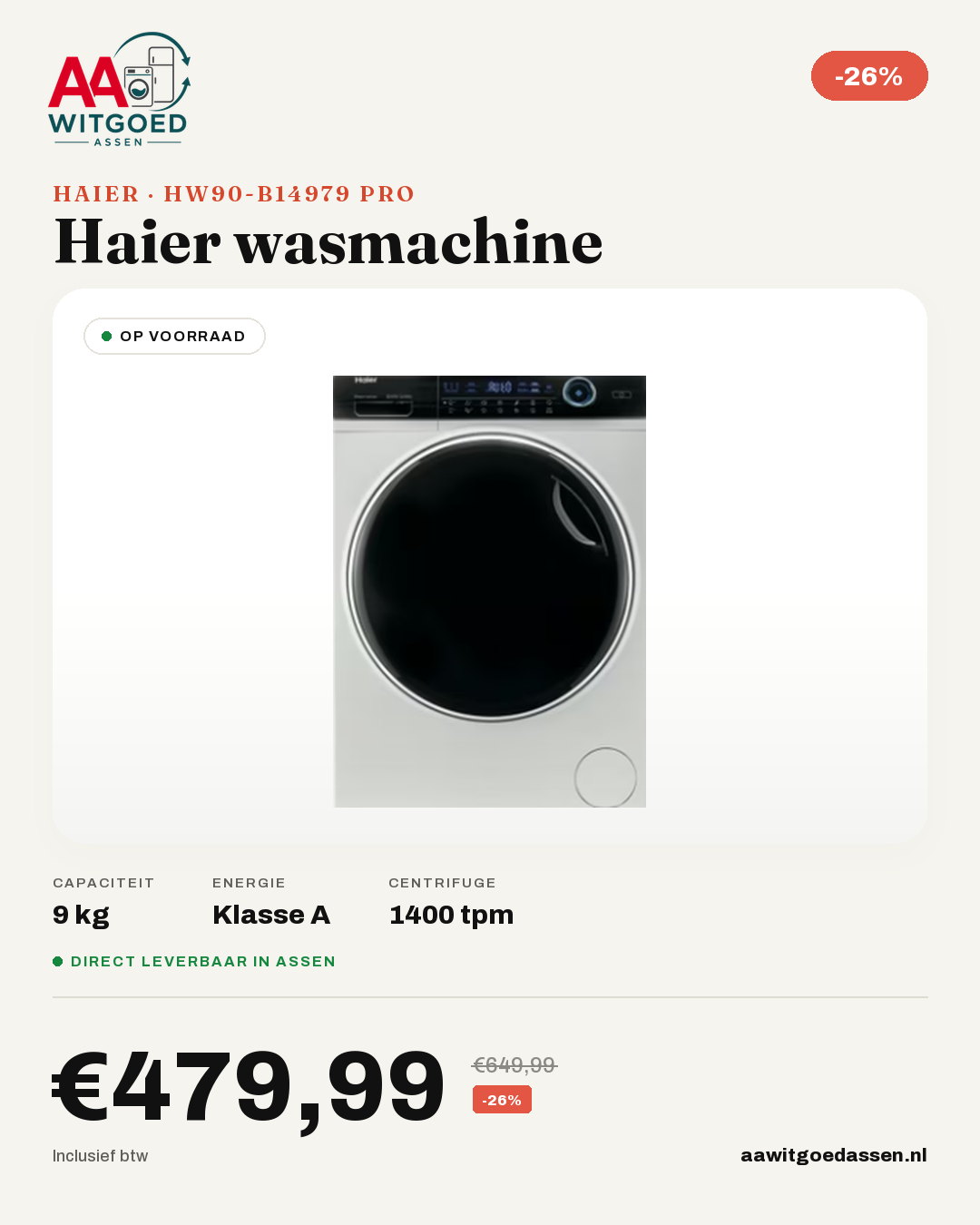 Productcard Haier HW90-B14979 Pro