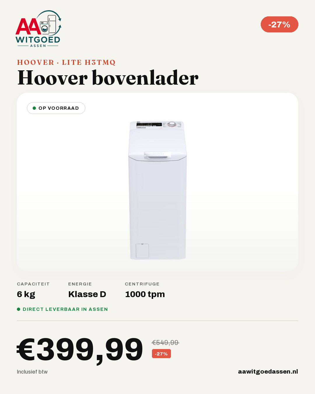 Productcard Hoover LITE H3TMQ