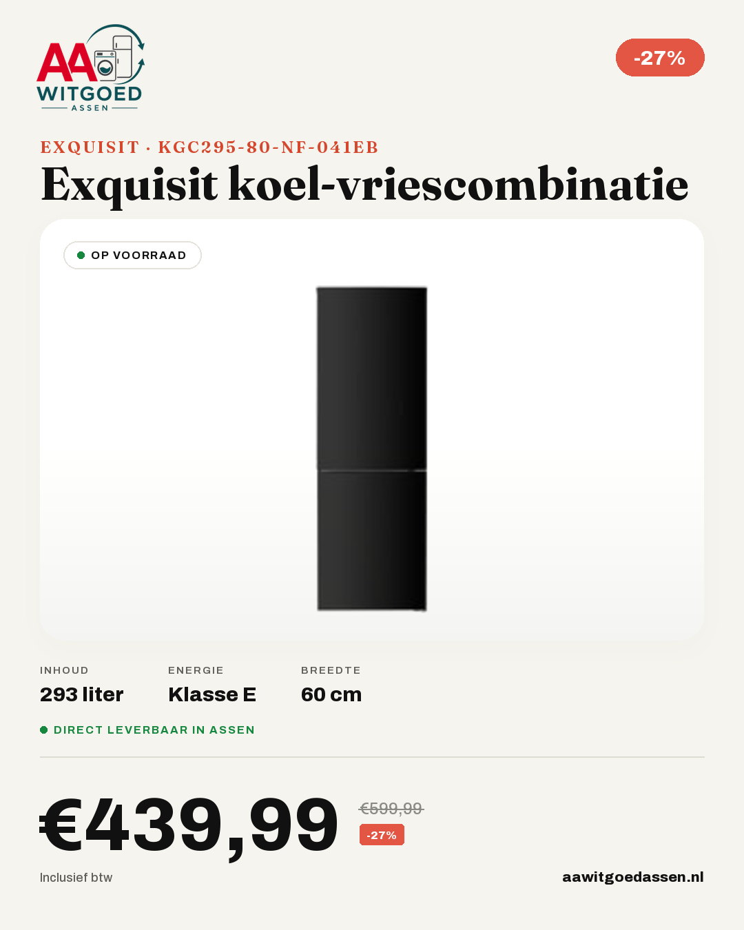 Productcard Exquisit KGC295-80-NF-041EB