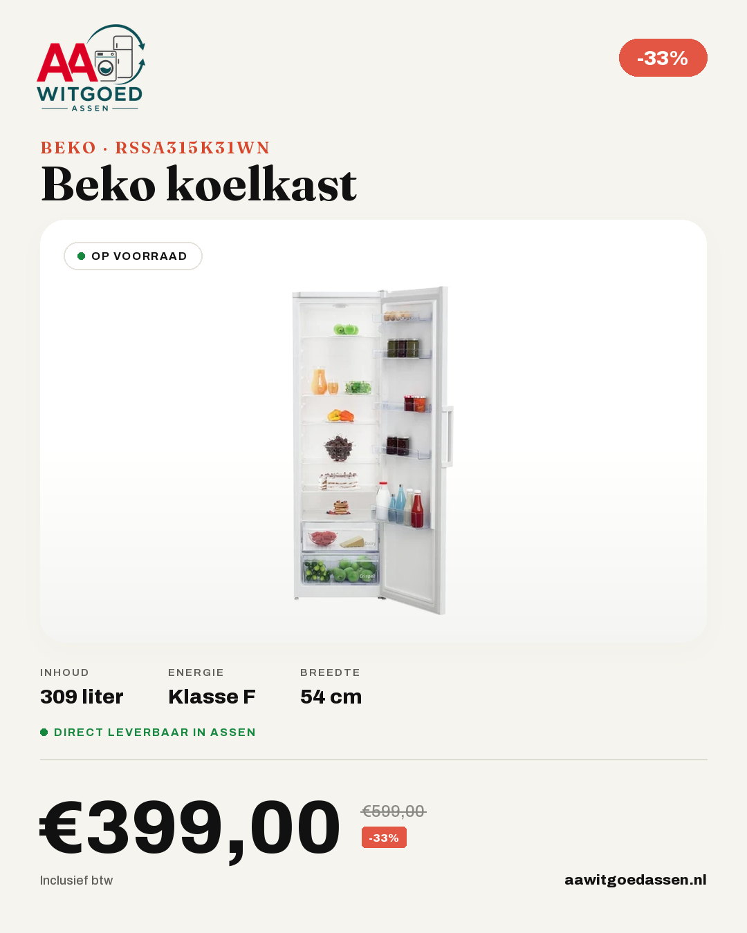 Productcard Beko RSSA315K31WN
