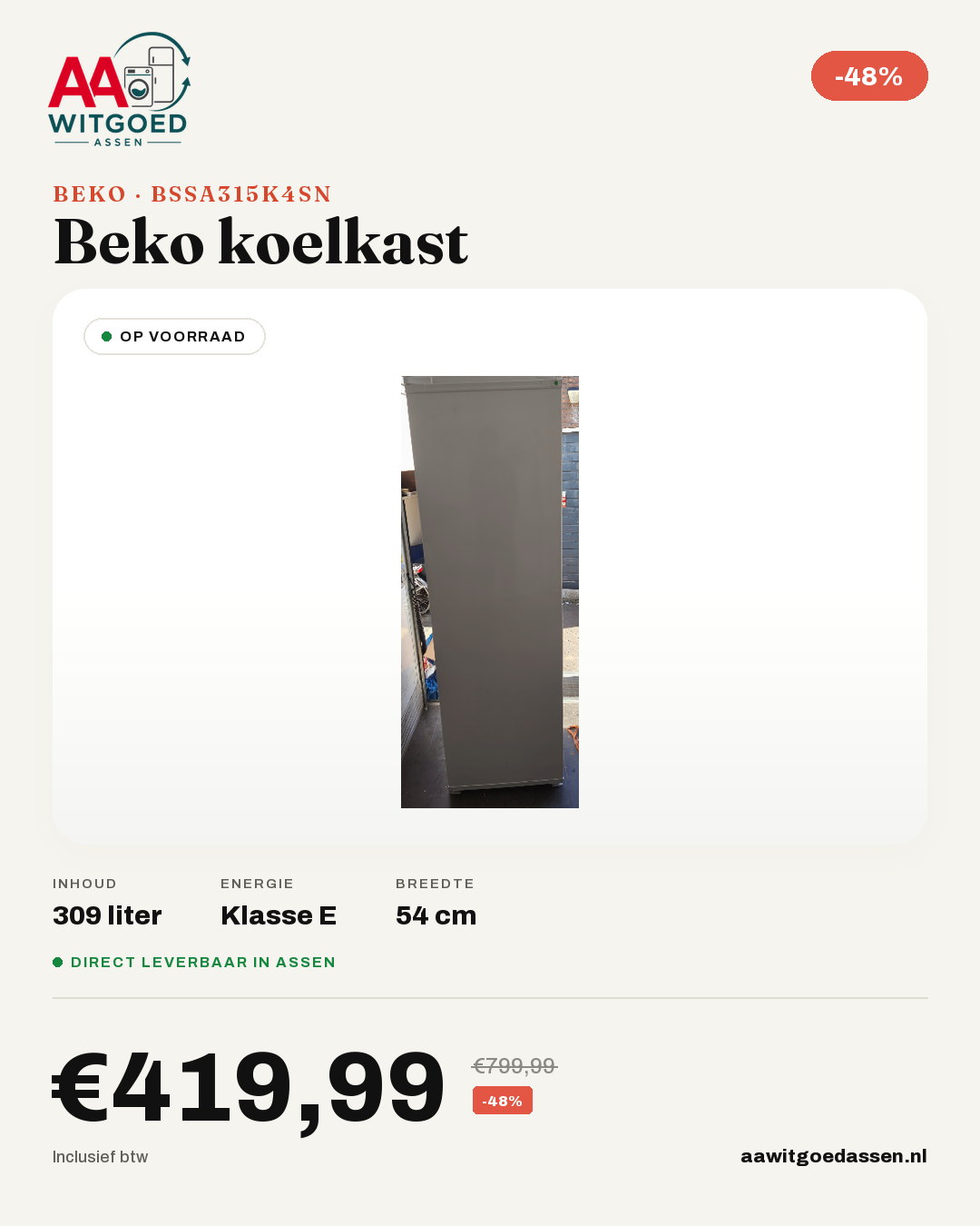 Productcard Beko BSSA315K4SN