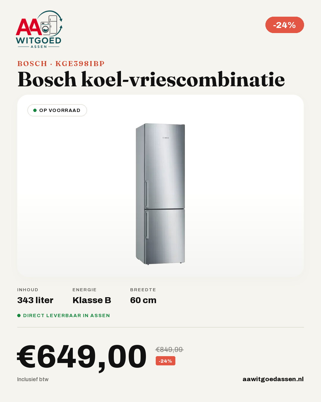 Productcard Bosch KGE398IBP