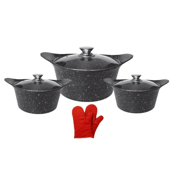 Cheffinger CF-KC01: 6 Stuks Azië Kookpot met Paar Handschoenen