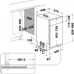 BAUKNECHT BSBO3O23PFX inbouw vaatwasser (Semi inbouw vaatwasser, 448 mm breed)
