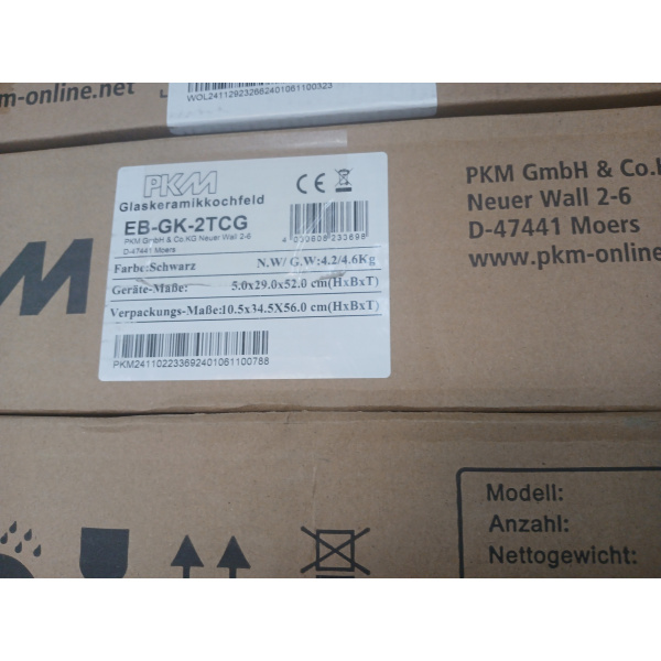 PKM Autark Black EB-GK-2TCG Dubbele keramische kookplaat gratis verzending