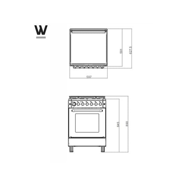 Wiggo WO-E639R(BB) Zwart – Serie 39 gasfornuis 60 cm