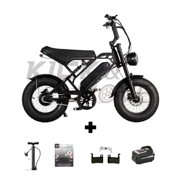 V20 Mini Fatbike – Kinderfatbike met Hydraulische Remmen & Gashendel - Zwart - Stoer, Veilig en Straatlegaal!