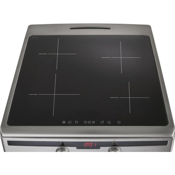 Inventum VFI6042RVS - Vrijstaand inductie fornuis - Elektrische oven - 4 kookzones - 60 cm - 65 liter - RVS/Zwart outlet
