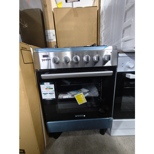 Wiggo - WO-E639R(XX) - Vrijstaand - Gasfornuis - Wok - 60 cm - 66 Liter - 4 pitten - Energieklasse B - 5 jaar garantie - Rvs