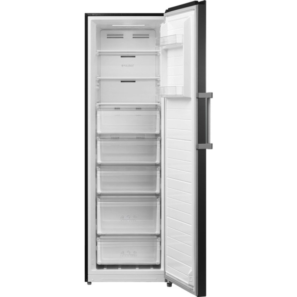 Inventum VR1850B No Frost kastmodel vriezer energiezuinig - 272 liter - 185 cm hoog - Supervriezen - Superkoelen - Energielabel C - Ledverlichting - Geschikt voor garage tot -15°C - Diepvrieskast - Vrijstaand - 8 lades/vakken - Zwart RVS