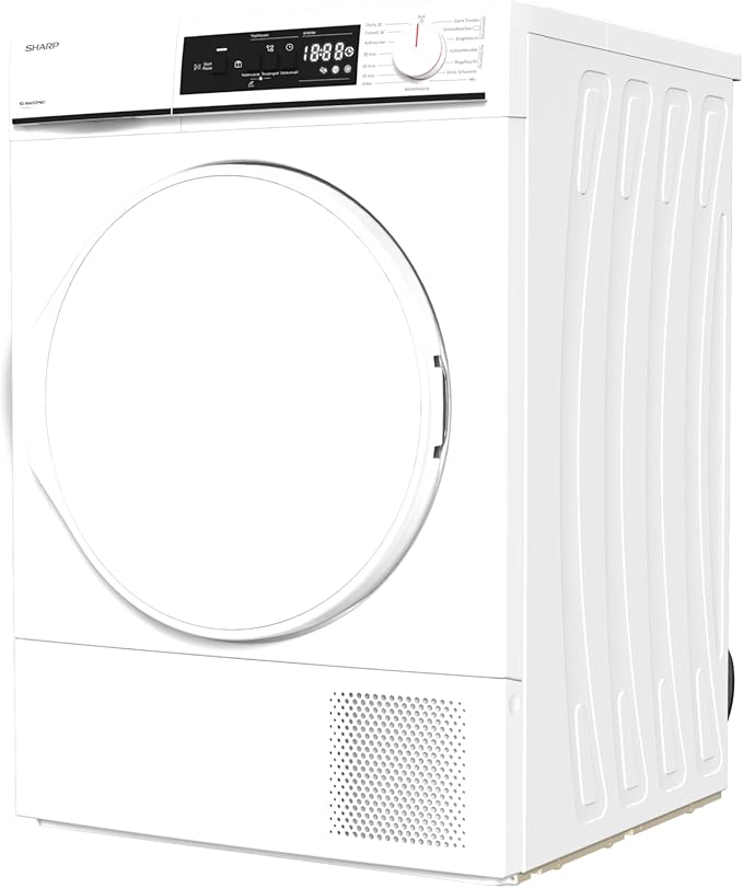 Sharp KD-NHA7S7PW21-DE warmtepomp droger voorlader E, 7 kg, 15 programma's, 30 minuten kort programma, zachte trommel, LED interieurverlichting, kinderslot, wit