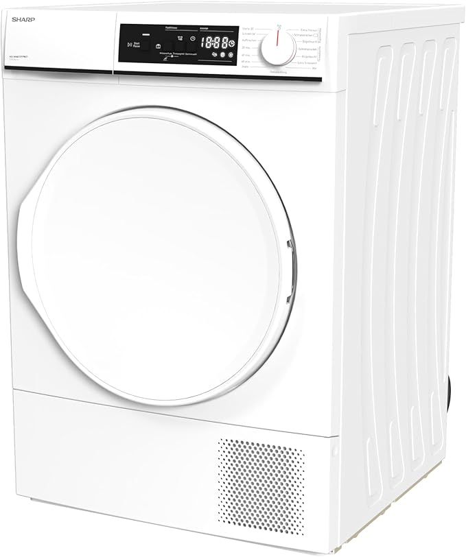 Sharp KD-NHA7S7PW21-DE warmtepomp droger voorlader E, 7 kg, 15 programma's, 30 minuten kort programma, zachte trommel, LED interieurverlichting, kinderslot, wit