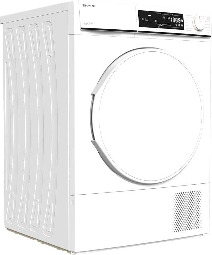 Sharp KD-NHA7S7PW21-DE warmtepomp droger voorlader E, 7 kg, 15 programma's, 30 minuten kort programma, zachte trommel, LED interieurverlichting, kinderslot, wit