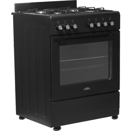 Everglades EVCK6012 - Gasfornuis - Mat Zwart - 60CM - 56 Liter - Hete Lucht Oven - 8 Ovenstanden - 5 Jaar Garantie