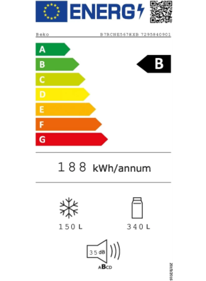 Beko B7RCNE567HXB Koel-vriescombinatie B | RVS | XXL 70 cm breed