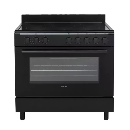 Proff FSVC-9060BL keramisch vrijstaand fornuis Zwart 90CM breed met heteluchtoven