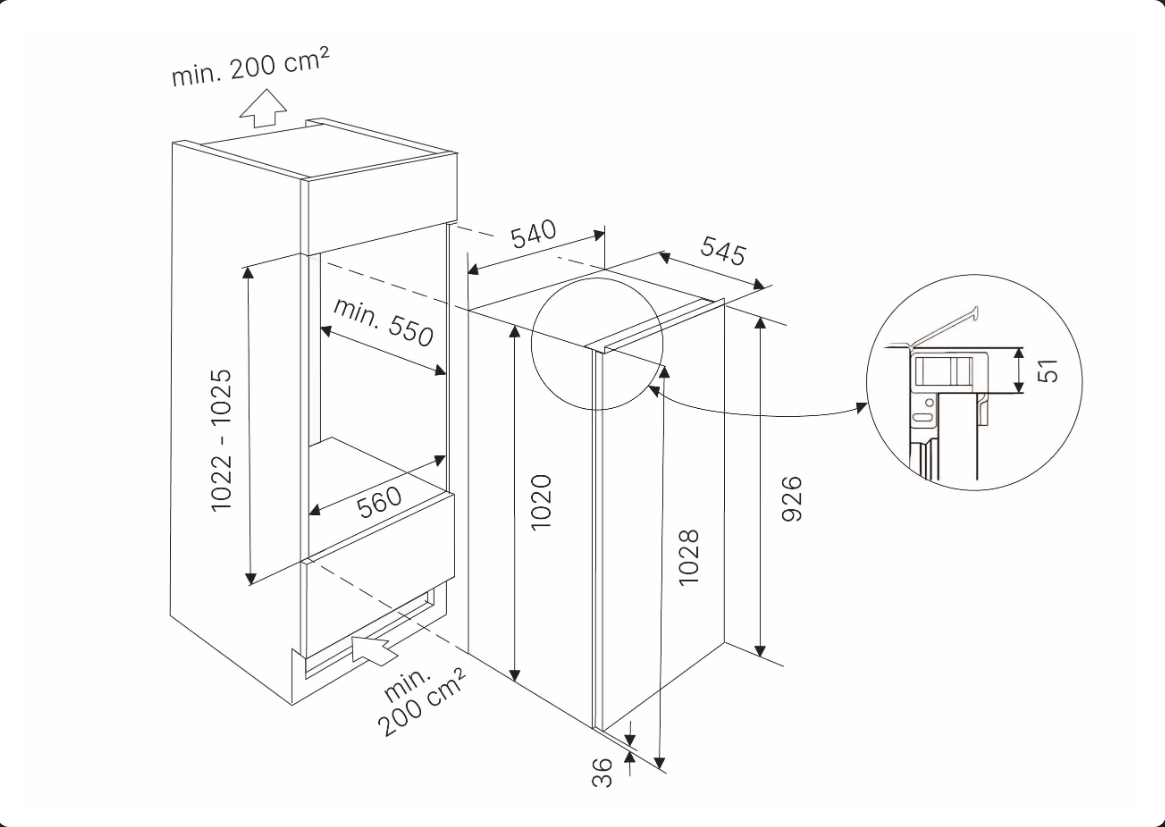 Kuppersbusch FK3305.0i inbouw koelkast met nis ± 102,5 cm en montage