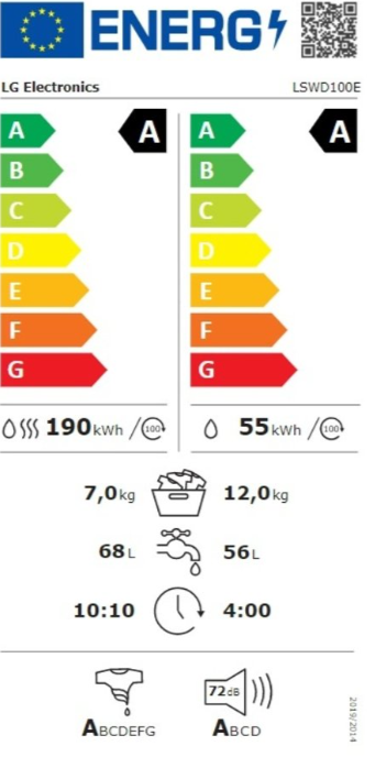 LG LSWD100E SIGNATURE wasdroogcombinatie 12/7 kg