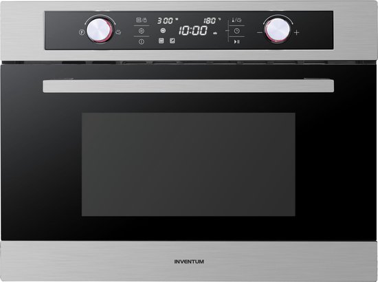 Inventum IMC6044RK - Inbouw combi-oven - Hetelucht - Magnetron - Grill - 44 liter - 45 cm hoog - Tot 230 graden - RVS/Zwart