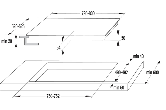 GORENJE IT843BX Inductie-kookplaat (795 mm breed, 4 Kookplaten)