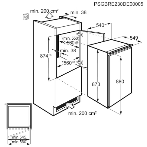 AEG nab6l88es Inbouw vriezer LowFrost 88 cm